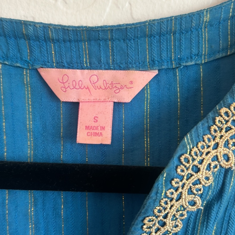 Lilly Pulitzer Blue and Gold Dress Size Small. - Picture 2 of 7